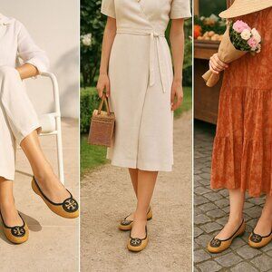 Tory Burch Women Raffia Flats Black 8M Coastal, Old Money, Clean Girl Flawed